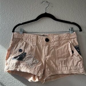 BKE Women's Light coral pink low waist Cargo Shorts with Patchwork
